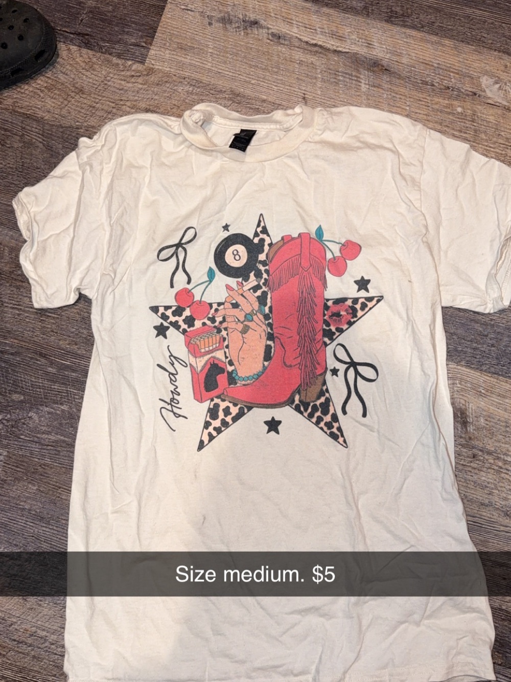 White Graphic Kids T-Shirt with Pink Cowboy Boot Design